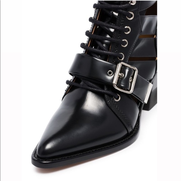 Chloé Black Reilly Leather Buckle Ankle Boots - Picture 4 of 15